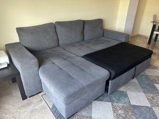 Sofá Cama Chaise Longue Gris
