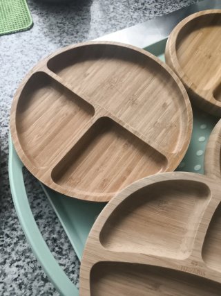 6 Platos Bambú Montessori con Ventosa