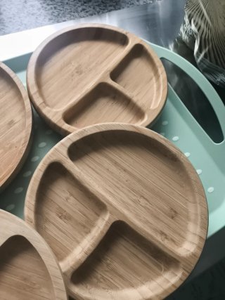 6 Platos Bambú Montessori con Ventosa