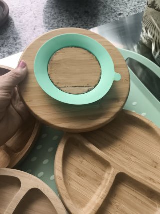 6 Platos Bambú Montessori con Ventosa