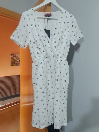Vestido V by Very blanco estampado cerezas l