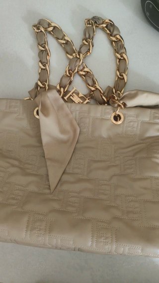 Borsa Elisabetta Franchi Beige con Logo Oro