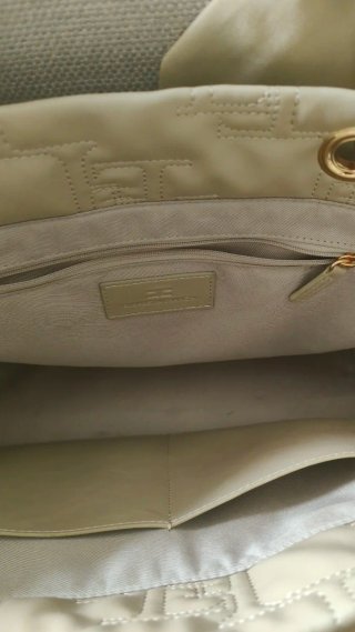Borsa Elisabetta Franchi Beige con Logo Oro