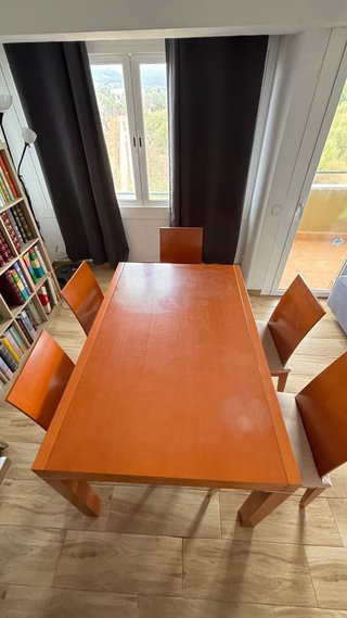 Mesa extensible madera + 5 sillas