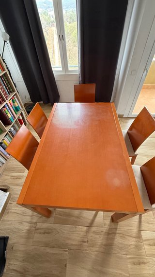 Mesa extensible madera + 5 sillas
