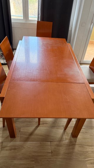 Mesa extensible madera + 5 sillas
