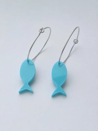 Pendientes Aro con Pez Azul