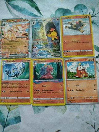 Pack Cartas Pokémon Arcanine EX, Armarouge, Fuecoc