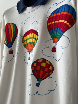 Camiseta Vintage Blanca Estampada Globos Talla L
