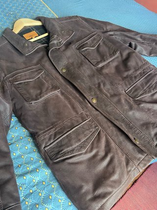 Chaqueta Cuero Emidio Tucci Talla 52 Marrón Burdeo