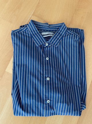Camisa de rayas azul Mango Slim Fit