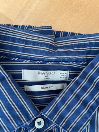 Camisa de rayas azul Mango Slim Fit