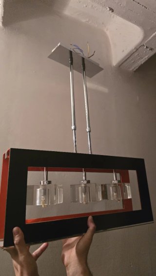 Lámparas Salón Moderna wengue y naranja