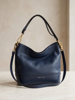 Bolso de Hombro Polo Ralph Lauren Piel Azul Marino
