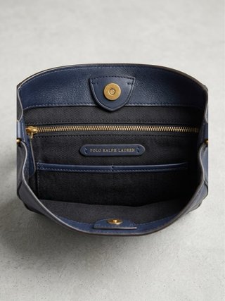 Bolso de Hombro Polo Ralph Lauren Piel Azul Marino
