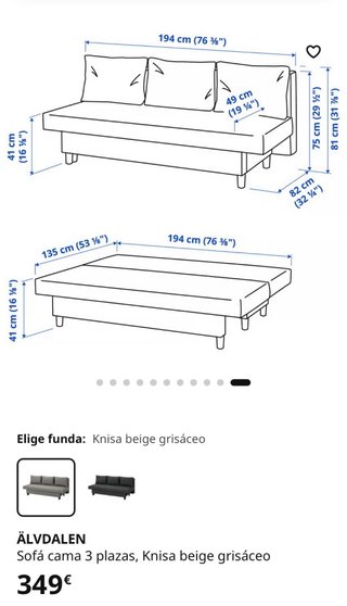 Sofá Cama Ikea Gris con Cojines