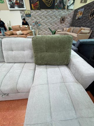 Sofá Cama Chaise Longue 250cm Beige/Negro
