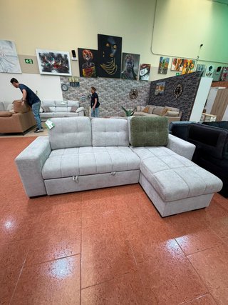 Sofá Cama Chaise Longue 250cm Beige/Negro