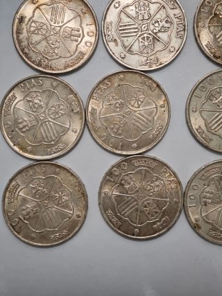 Lote 14 monedas 100 pesetas plata Franco
