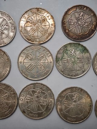 Lote 14 monedas 100 pesetas plata Franco