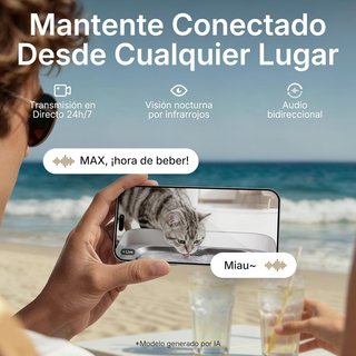 Fuente automática para gatos con cámara