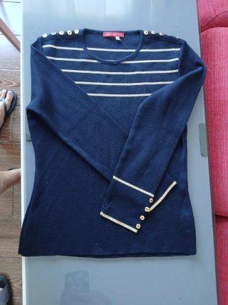 Jersey rayas azul marino y dorado Alain Manoukian