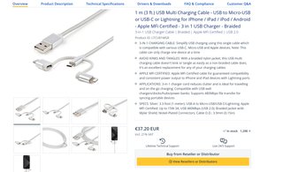 Cable StarTech 3 en 1 Lightning/USB-C/Micro-USB