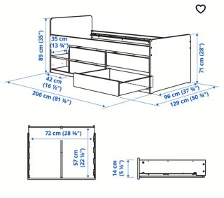 Cama infantil blanca con cajones