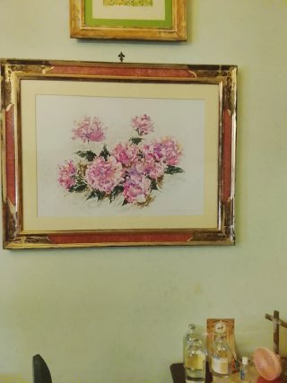Quadro moderno fiori rosa oro