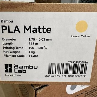 Filamento Impresión 3D Bambu Lab Amarillo Limón