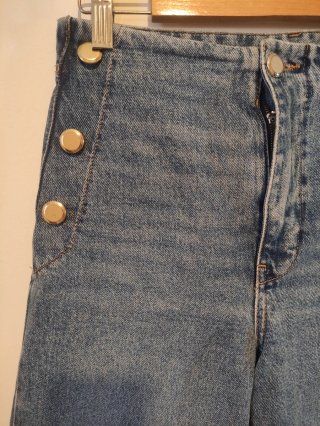 Pantalón Vaquero Zara Talle Alto Botones
