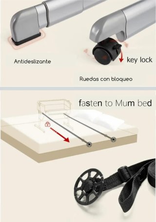 Minicuna Colecho Regulable Gris