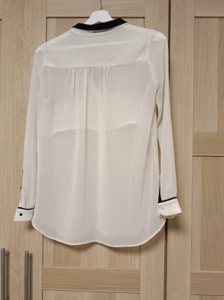 Camisa Zara Blanca con Detalles Negros Talla S