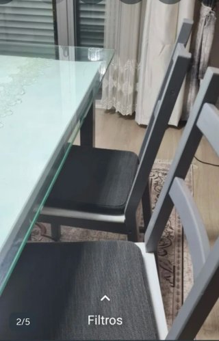 Mesa de comedor cristal y madera gris