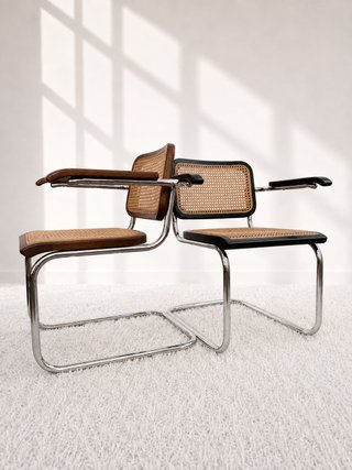 SILLA CANTILEVER ESTILO CESCA B64. 70s. NEGRA
