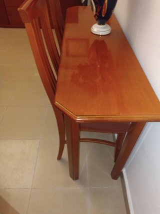 Mesa comedor extensible y 4 sillas madera