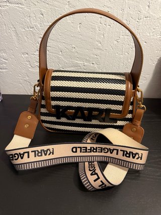 Bolso Karl Lagerfeld Rayas Marrón y Negro