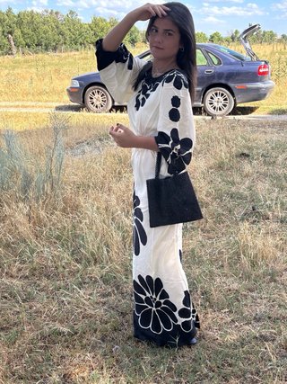 Vestido Farm Rio floral blanco y negro Talla S