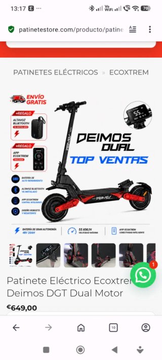 Patinete Ecoxtrem Deimos Dual Motor. NUEVO!