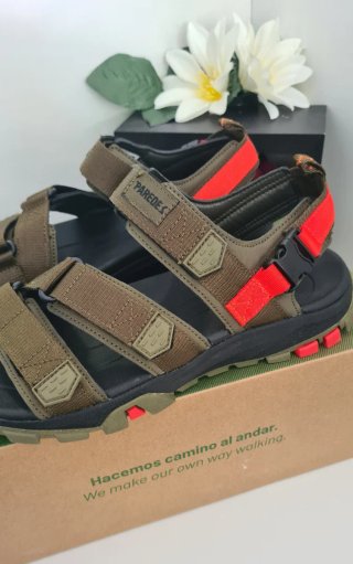 Sandalias Paredes Verde Militar y Naranja