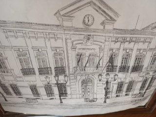 Dibujo Ayuntamiento Tomelloso con Marco