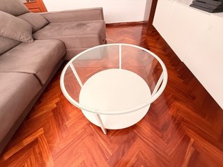 Mesa de centro redonda cristal y metal