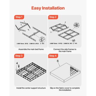 Box Spring, Estructura de Cama Queen Size con Tela