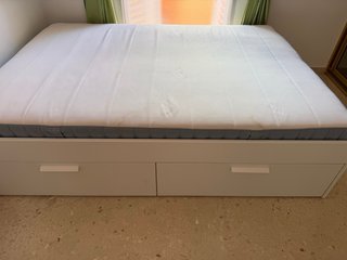 Cama Ikea Brimnes Blanca con Cajones y colchón