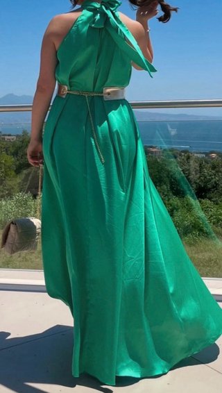 Abito lungo elegante donna verde