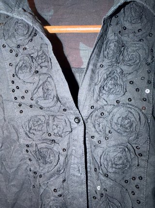 Blusa Foglie Rose Negra Talla L
