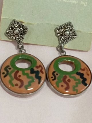 Pendientes vintage Aro geométrico Inca. Plata Perú