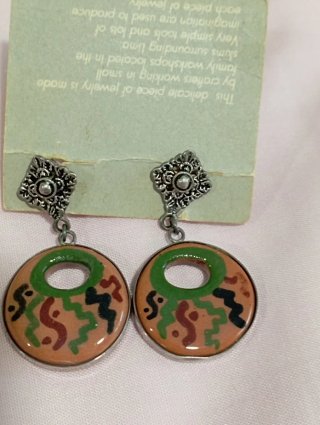 Pendientes vintage Aro geométrico Inca. Plata Perú