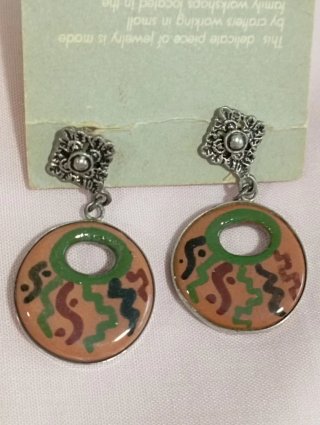 Pendientes vintage Aro geométrico Inca. Plata Perú