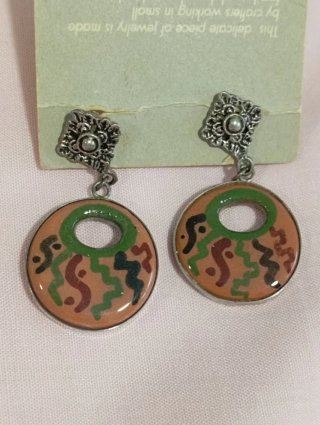 Pendientes vintage Aro geométrico Inca. Plata Perú